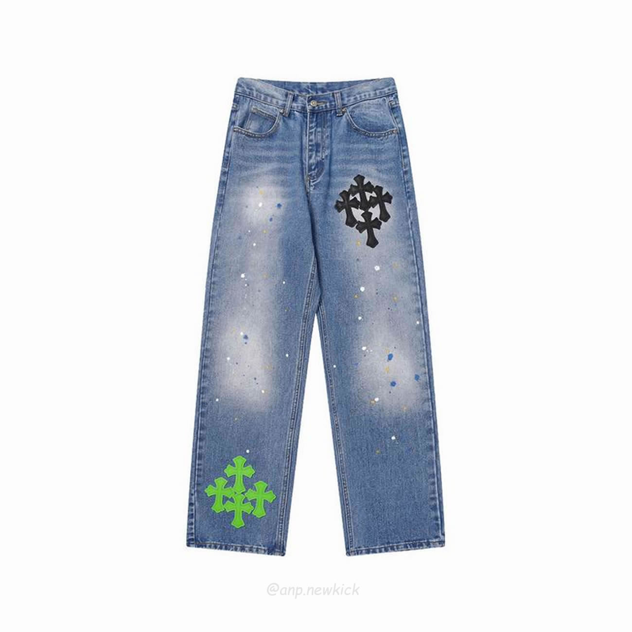 Chrome Hearts Blue Speckle Jeans Cross (2) - newkick.vip